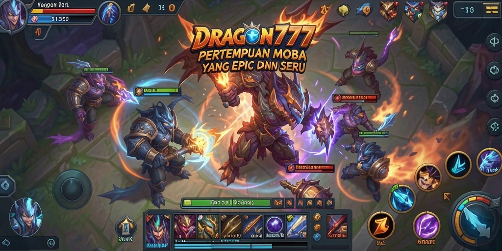 Tampilan aksi seru dalam gameplay MOBA DRAGON777.