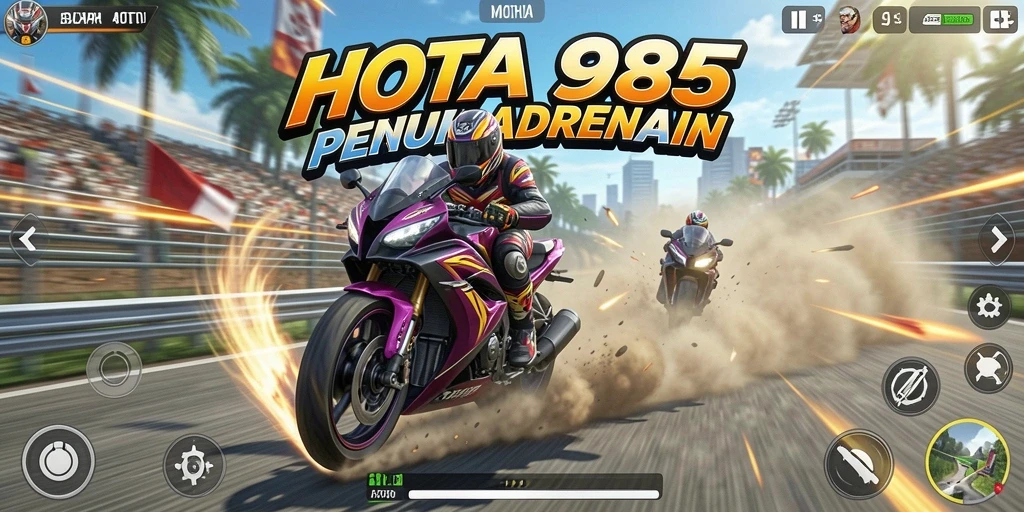 Tampilan menarik dari balapan motor seru di HOT985.