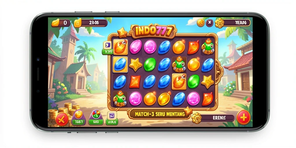 Tampilan menarik dari gameplay Match-3 di INDO777.