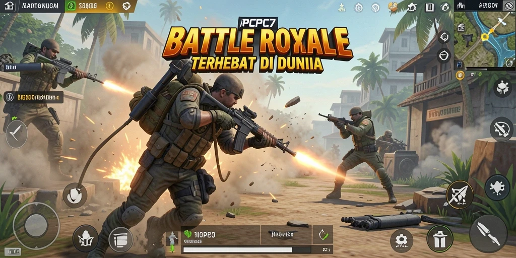 Tampilan seru gameplay PCPC7 dalam pertarungan Battle Royale.
