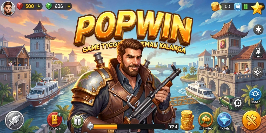 Menampilkan gameplay seru dalam mengelola bisnis di POPWIN.