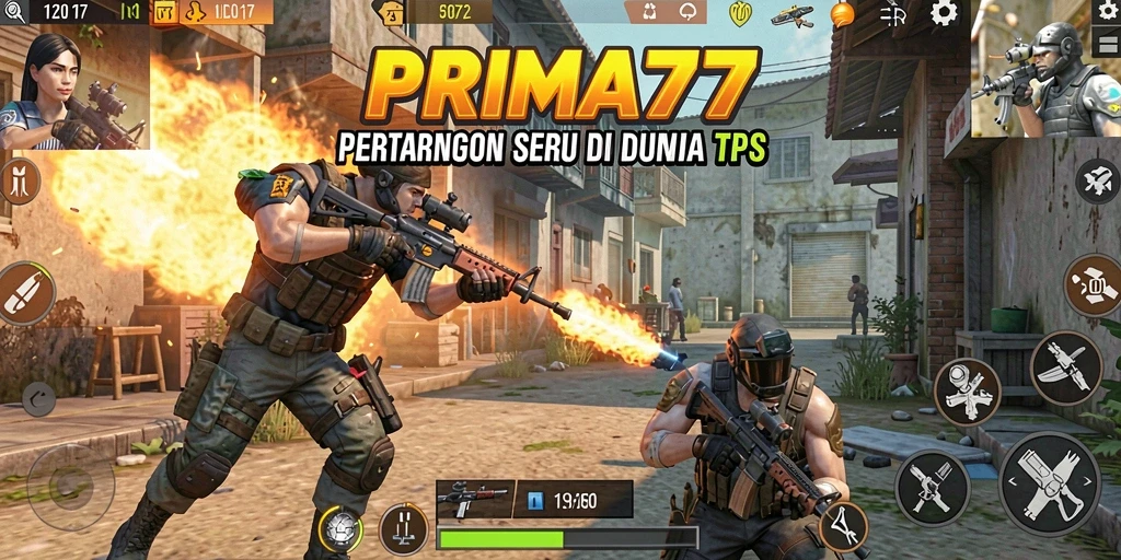 Tampilan gameplay menegangkan di PRIMA77 dengan aksi seru di arena.