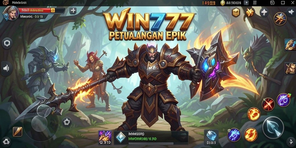 Tangkapan layar gameplay <strong>WIN777</strong> menampilkan pertarungan epik di dunia MMORPG.